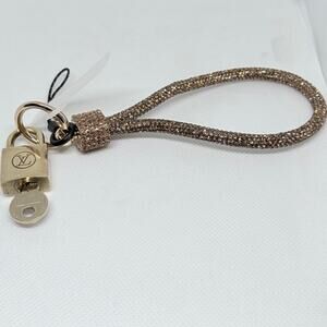 Louis Vuitton Lock and Key Set #220 with a Gold Rhinestone Wristlet Keychain